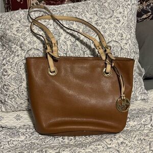 USED Michael Kors Tan Leather Tote Bag